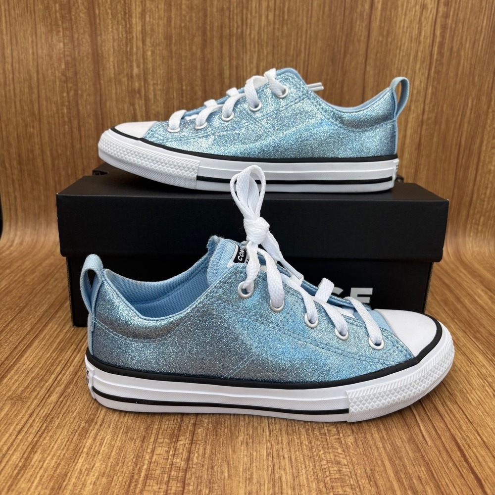 Converse CTAS Madison Ox Youth Size 1 Blue Glitter Sneakers A13158C NEW